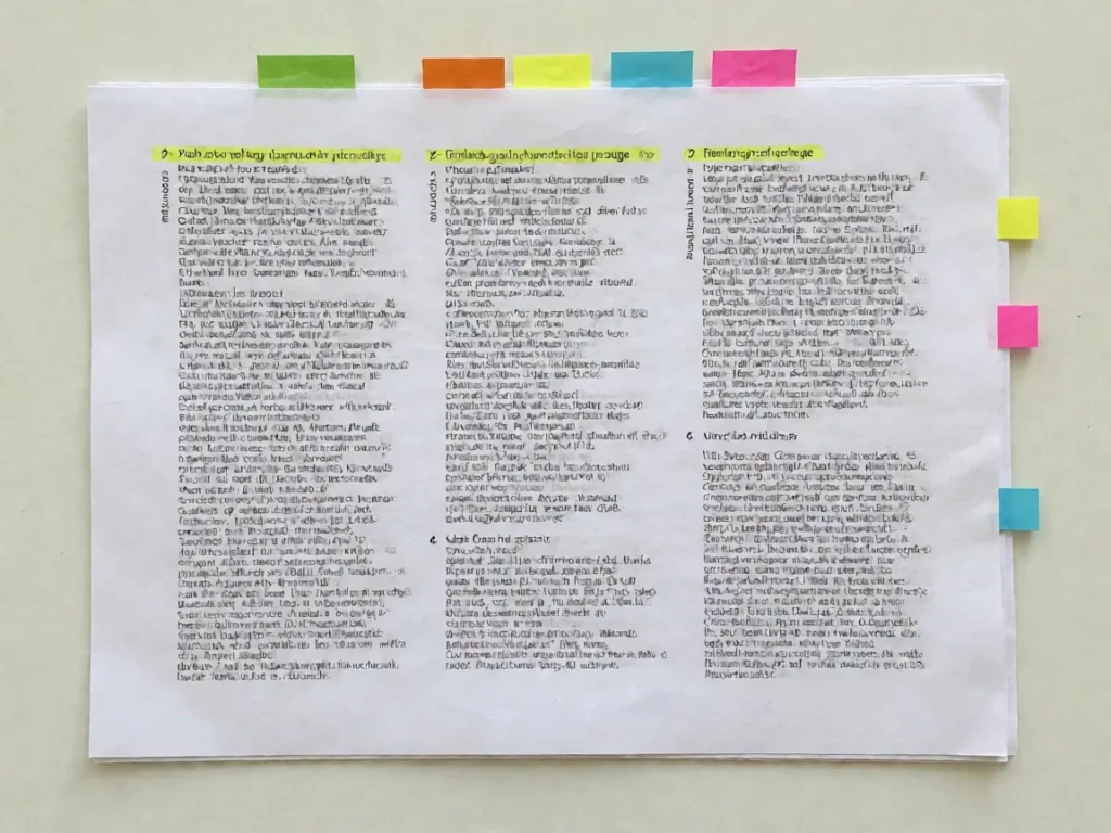 A printed crochet pattern page annotated with highlighted gauge, hook size and finished size sections